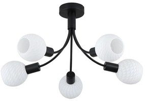 Lustra aplicata metal negru, sticla opal Nova 5L