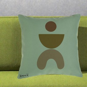 Perna Decorativa Geometric Boho Disc si Arc, 40x40 cm, Verde, Husa Detasabila, Perna Inclusa, BEKZ®