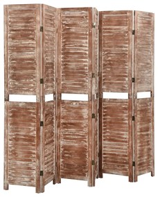 vidaXL Paravan cameră cu 6 panouri,maro,210x165cm,lemn masiv Paulownia