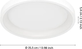 Eglo 901912 - Plafonieră LORETELLO-Z LED RGBW, reglabilă, 19,6W, 230V, Ø35 cm, alb