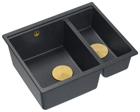 Chiuveta compozit sub blat Quadron Logan 150 negru diamant - auriu 56x46 cm