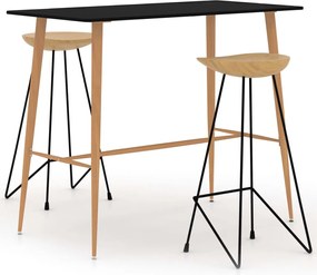 vidaXL Set de bar, 3 piese, negru