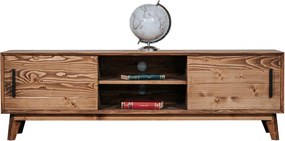Comodă TV lemn masiv Timeless 2 Uși culisante 2 Nișe Whisky, 146 × 40 × 48 cm
