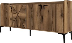 Comoda Venedik, nuc/negru, PAL melaminat/metal, 180x35x78 cm