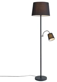 Lampă de podea clasică neagră cu abajur negru și lampă de citit - Retro