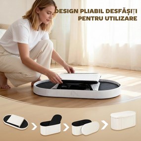 HOMCOM Taburet cu Spațiu de Depozitare Pliabil, Bancă Modernă Tapițată cu Material Catifea, Suport pentru Picioare cu Compartiment de 72L pentru Living și Dormitor, 76x38x35 cm, Crem | Aosom Romania