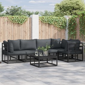 vidaXL Set de canapele pentru grădină 5 pcs Negru 283 x 143 x 71 cm