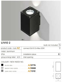 Aplica de perete exterior cu iluminat up-and-down IP54 LIVIO 2 neagra
