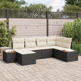 vidaXL Set de Canapea de Grădină 6 Piese cu Pernă Neagră Ratan Polimer Acacia