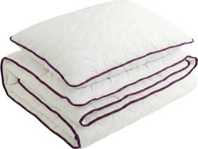 Pilota quiltata pentru toate anotimpurile 140x200 cm cu perna STELLA LAVENDER 70x90 cm, alba