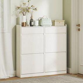 HOMCOM Dulap pentru Pantofi cu 4 Sertare Rabatabile și 2 Sertare Glisante Alb | Aosom Romania