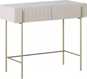 Masuta de toaleta Malmi 100 cm cu sertare - cashmir / crema bianca / picioare aurii