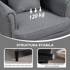 Fotoliu Modern HOMCOM Ottomană Gri | Aosom Romania