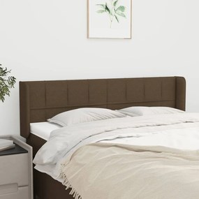vidaXL Tăblie de pat cu aripioare maro închis 147x16x78/88 cm textil