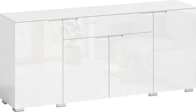 HOMCOM Sideboard lucios, bufet modern cu 4 uși și rafturi reglabile, dulap de bucătărie cu Soft-Close, alb | Aosom Romania