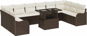 vidaXL Set de canapele pentru grădină cu pernă 11 pcs Maro Rattan poli