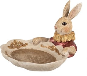 Bol decorativ din polirasină cu iepure, auriu/crem, 22x21x15 cm