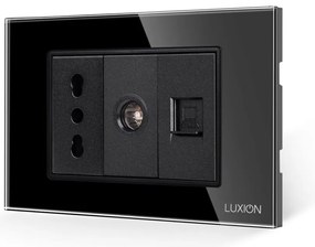Priza Ingusta + TV + Internet cu Rama din Sticla LUXION, Standard Italian, 3M