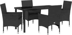 vidaXL Set de masă pentru grădină cu pernă 5 pcs Negru poliratan