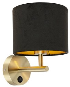 Lampa de perete clasică aurie cu abajur din catifea neagră - Combi