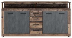 Comodă combinată, stejar de culoare închisă old star dark/grafit, LUNYSA