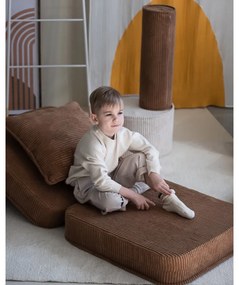 Fotoliu de copii maro cu tapițerie din catifea reiată Flip – Wigiwama