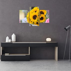 Tablou cu buchetul miresii de floarea soarelui (90x60 cm)