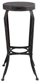 Scaun bar rotund, negru, din metal, Ø37x72 cm, stil industrial vintage