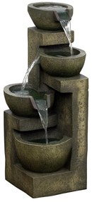 Outsunny Fântână de grădină ornament zen debit reglabil pompă submersibilă inclusă dim. 25L x 24l x 60H cm rășină negru | Aosom Romania