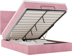 vidaXL Cadru de pat otoman cu saltele Roz 140x190cm catifea