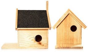 Căsuță pentru veveriță, alimentator, hibernare, 4 intrări, lemn de pin, netratat, realizat manual