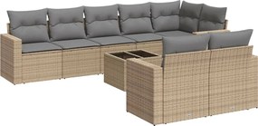 vidaXL Set canapele de grădină, 9 piese, cu perne, bej, poliratan