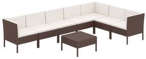 3094427 vidaXL Set mobilier de grădină cu perne, 8 piese, maro, poliratan