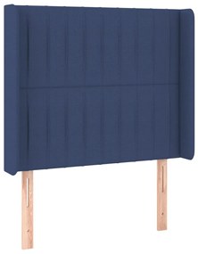 3119814 vidaXL Tăblie de pat cu aripioare, albastru, 103x16x118/128 cm, textil