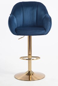 HR2055W Scaun Bleumarin din Catifea cu Bază Aurie