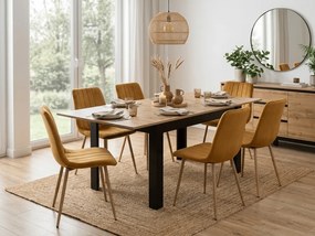 Masa extensibila de dining MADO 120/160x80 cm, negru/artisan stejar