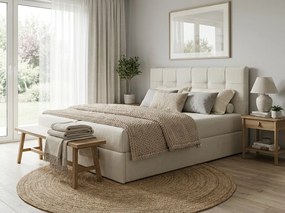 Pat boxspring tapitat DIRELIS VIBE 180x200 cm crem Saltea: Saltea cu arcuri Bonell