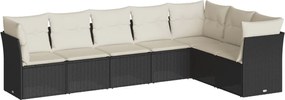 vidaXL Set canapele de grădină cu perne, 7 piese, negru, poliratan