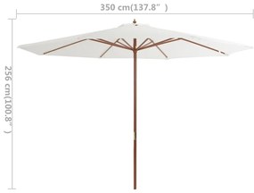 Umbrela de soare exterior, stalp din lemn, alb nisipiu, 350 cm alb nisipiu