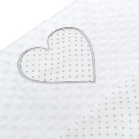 Cuib bebeluși New Baby de lux cu pernă și pătură din Minky Heart, alb