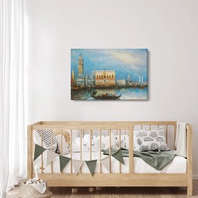 Tablou - Gondola care trece prin Veneția, pictură în ulei (90x60 cm)