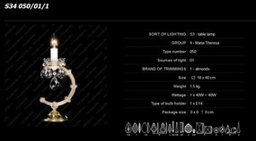 Veioza cristal Bohemia Maria Theresa S34 050/01/1