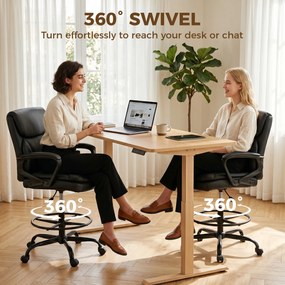 HOMCOM Scaun de desen Scaun de birou ergonomic rotativ cu înălțime și suport pentru picioare reglabil Negru | Aosom Romania