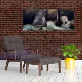 Tablou - Vapor în furtună (120x50 cm)