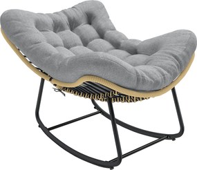 Outsunny Fotoliu balansoar din ratan, șezlong de grădină cu perne groase, balansoar de grădină până la 120 kg, interior/exterior, 87 x 110 x 70 cm, Gri | Aosom Romania