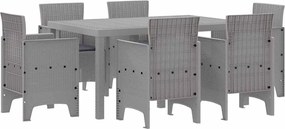 vidaXL Set de masă pentru grădină 7 pcs Gri deschis Ratan Polt