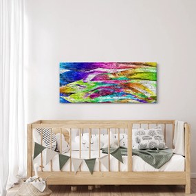 Tablou - Zid de cărămidă cu flăcări colorate (120x50 cm)