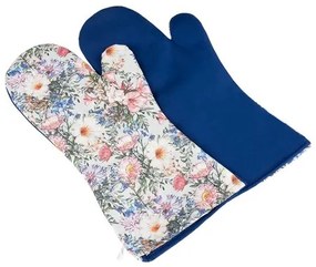 Mănuși pentru grătar Bellatex Flori albastru ,22 x 46 cm, 2 buc.
