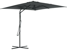 Outsunny Umbrelă de soare pătrată de exterior 2,5 x 2,5 m, umbrelă de grădină protecție UV bază cruciformă inclusă gri închis | Aosom Romania