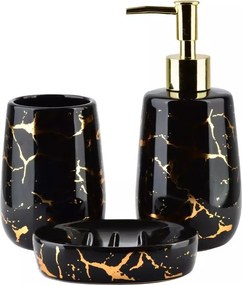 Set accesorii pentru lavoar Rea 322123 finisaj negru - auriu